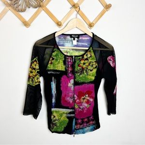 mesh sleeve vintage retro top